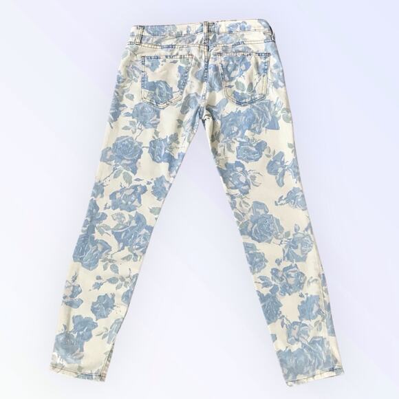Current Elliott Blue Rose Skinny Jeans Floral Print The Stiletto Low Rise 26 - Picture 4 of 9